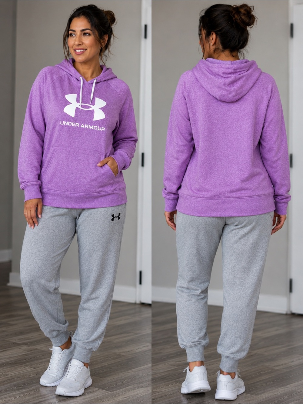 Under Armour Women's Xl  Purple Logo Hoodie with joggers set